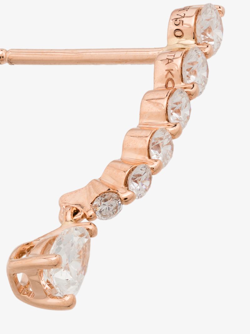 18k Rose Gold Small Rope Diamond Drop Earring