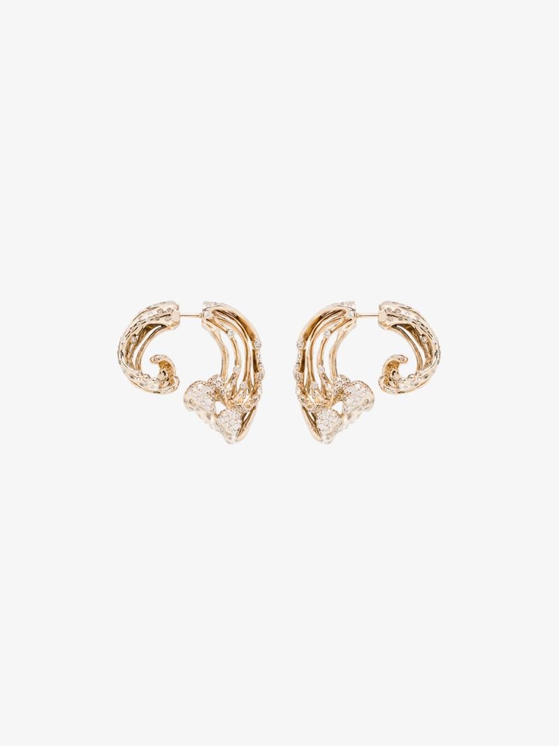 18k White Gold Wave Large Diamond Earrings