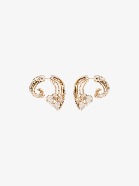 18k White Gold Wave Large Diamond Earrings