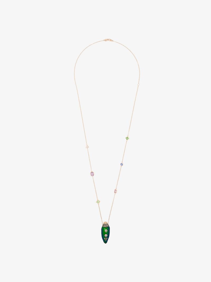 18k Rose Gold Scarab Pop Art Necklace