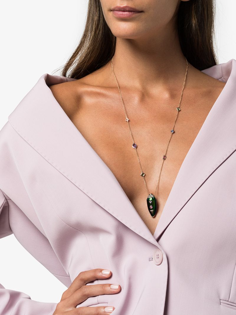 18k Rose Gold Scarab Pop Art Necklace
