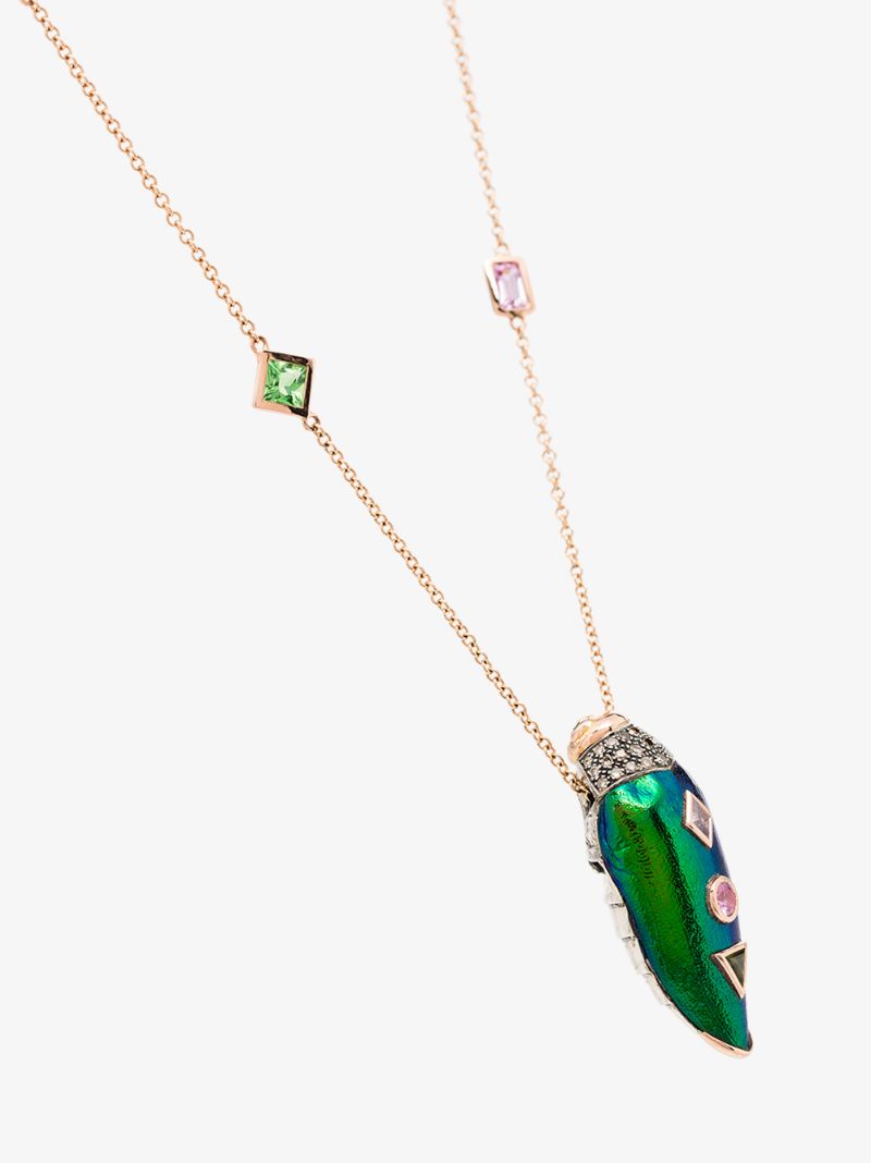 18k Rose Gold Scarab Pop Art Necklace