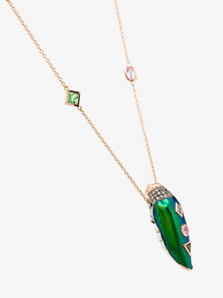 18k Rose Gold Scarab Pop Art Necklace