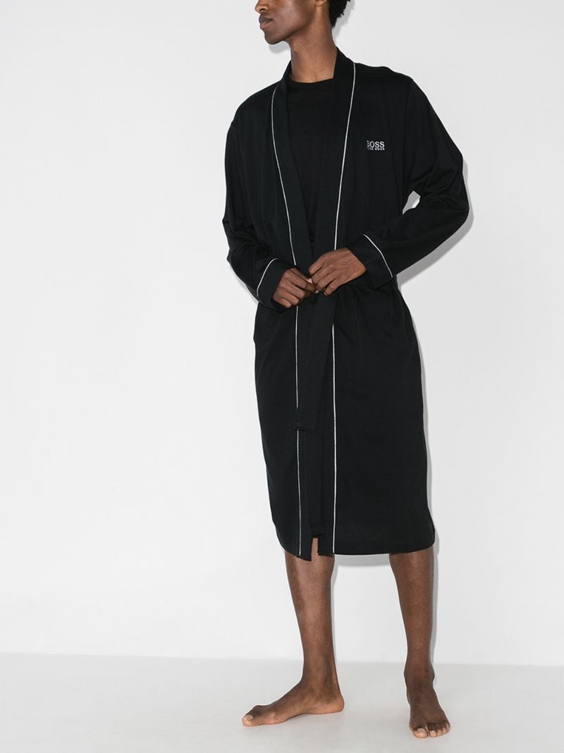 Logo Embroidered Cotton Dressing Gown