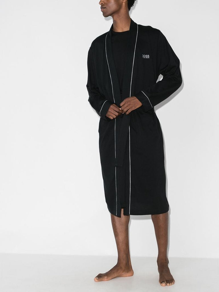 Logo Embroidered Cotton Dressing Gown