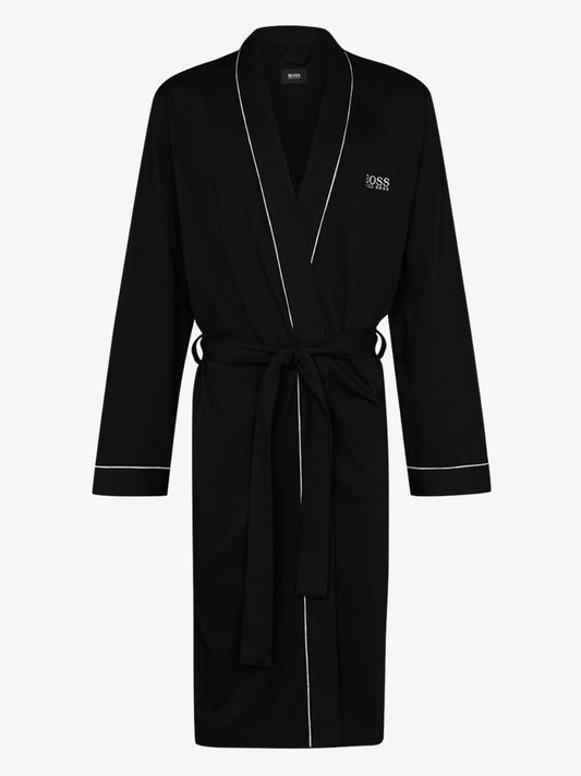 Logo Embroidered Cotton Dressing Gown
