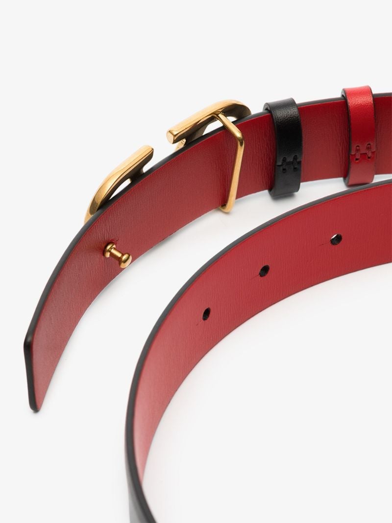 Black Vlogo Leather Reversible Belt
