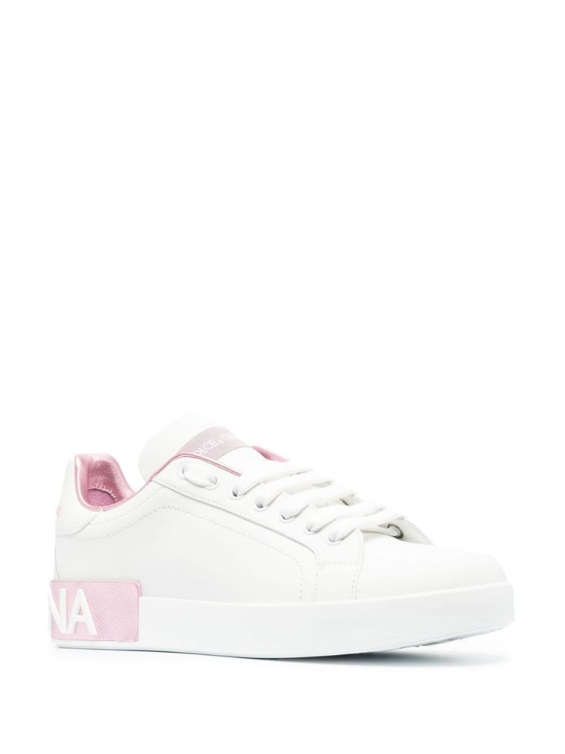 White and Pink Portofino Sneakers