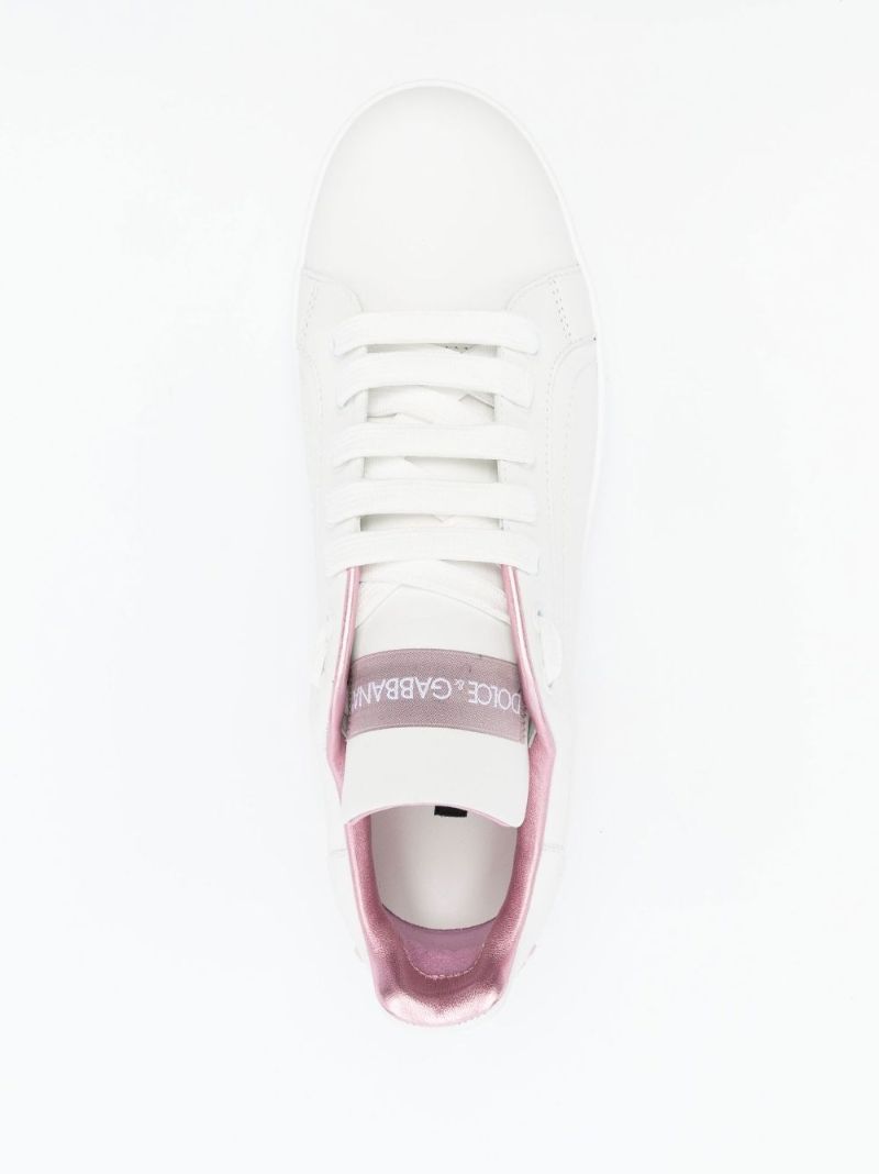 White and Pink Portofino Sneakers