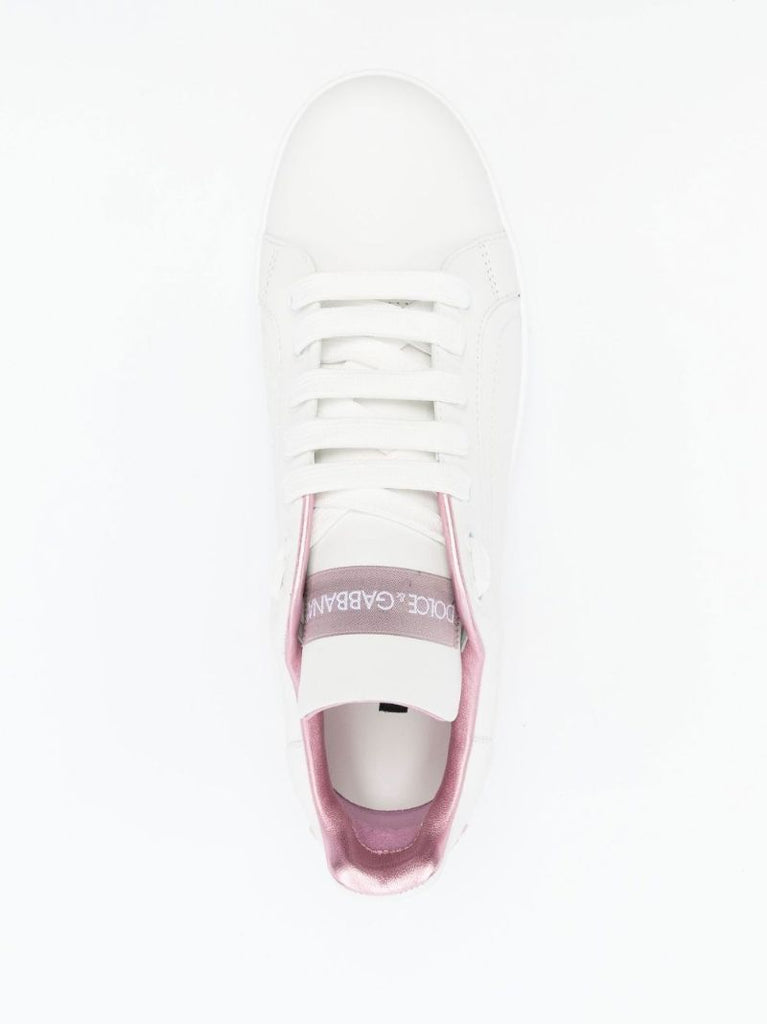 White and Pink Portofino Sneakers