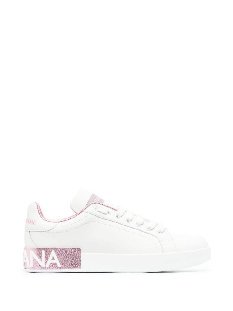 White and Pink Portofino Sneakers