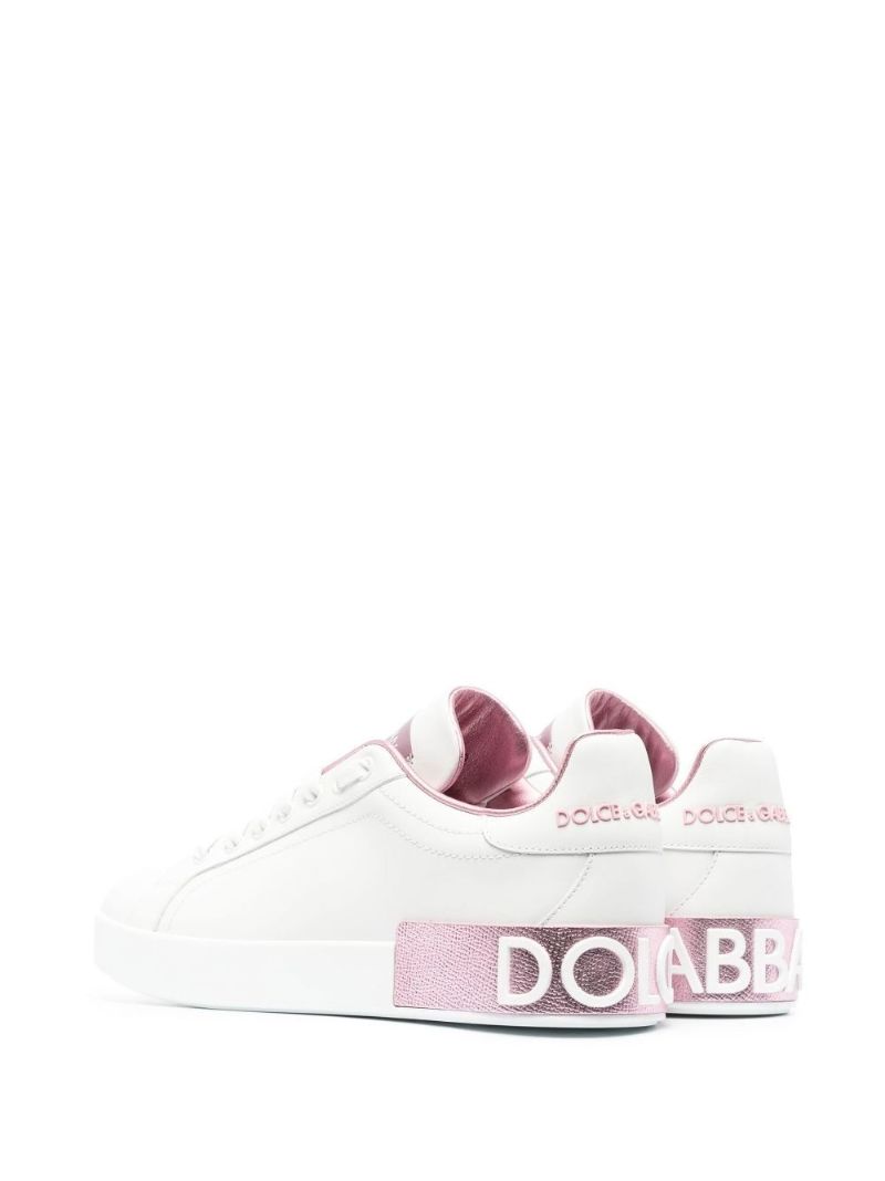 White and Pink Portofino Sneakers