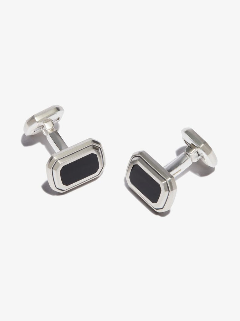 Sterling Silver Deco Black Onyx Cufflinks