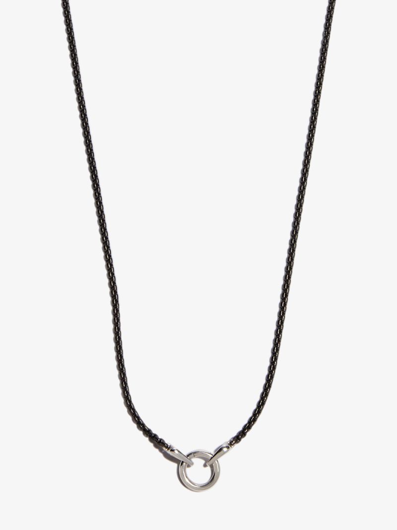 Sterling Silver Ring Charm Box Chain Necklace