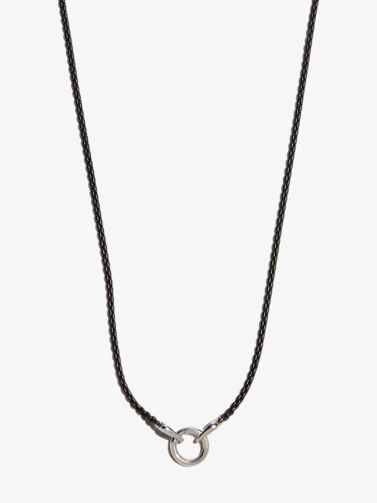 Sterling Silver Ring Charm Box Chain Necklace