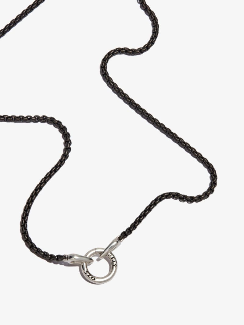 Sterling Silver Ring Charm Box Chain Necklace