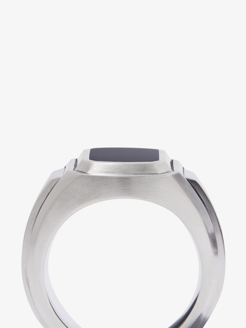 Sterling Silver Deco Onyx Signet Ring