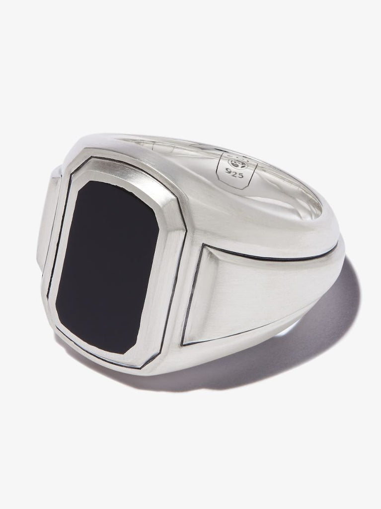 Sterling Silver Deco Onyx Signet Ring