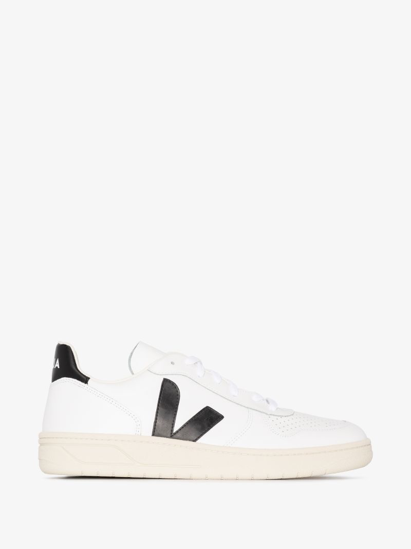 White V-10 Leather Sneakers