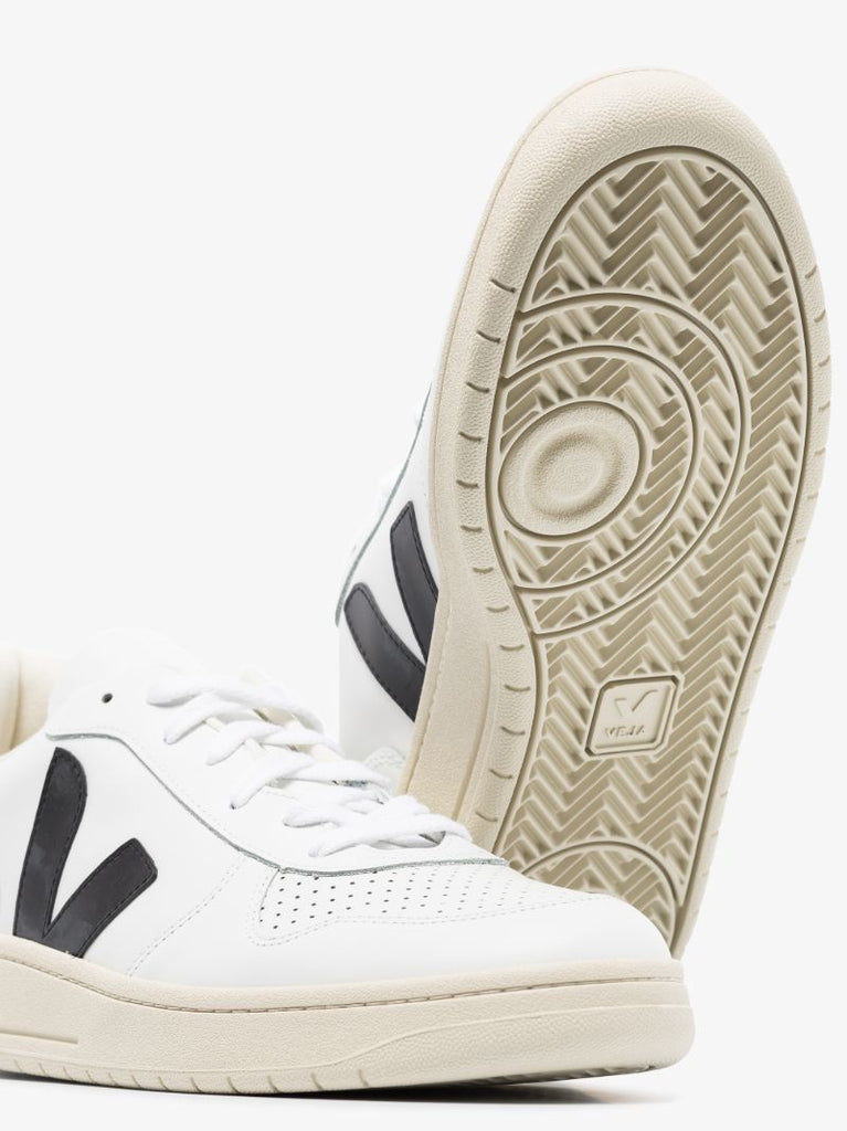 White V-10 Leather Sneakers