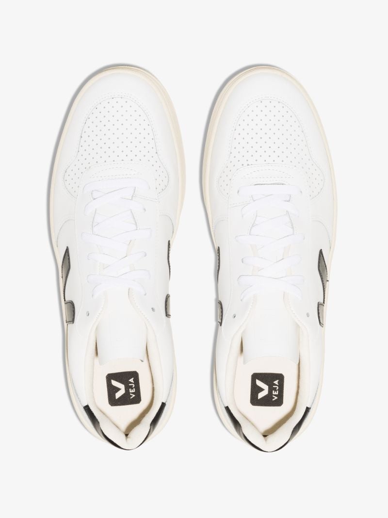 White V-10 Leather Sneakers