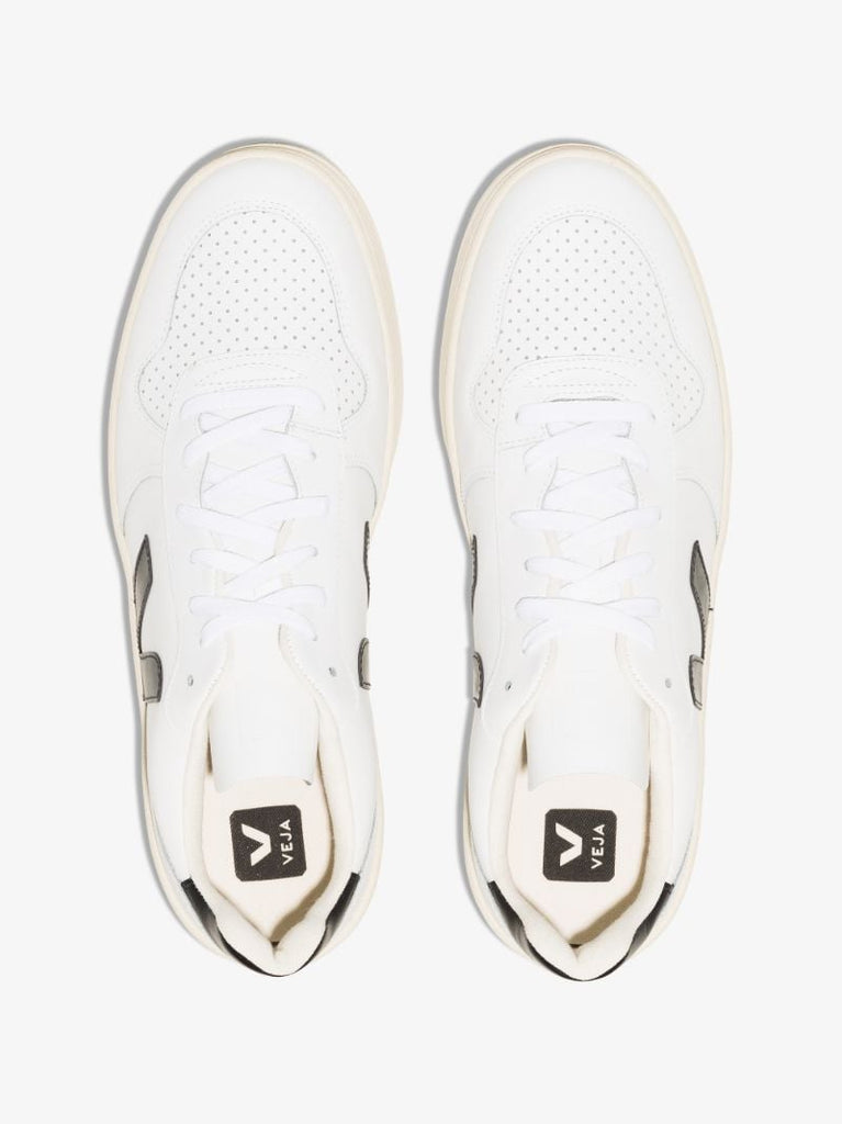 White V-10 Leather Sneakers