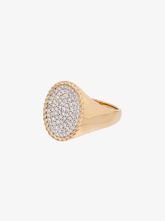 18k Yellow Gold Diamond Signet Ring