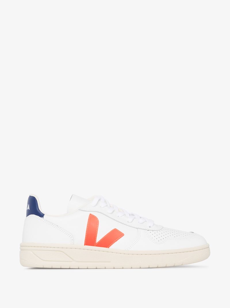 White V-10 Leather Sneakers
