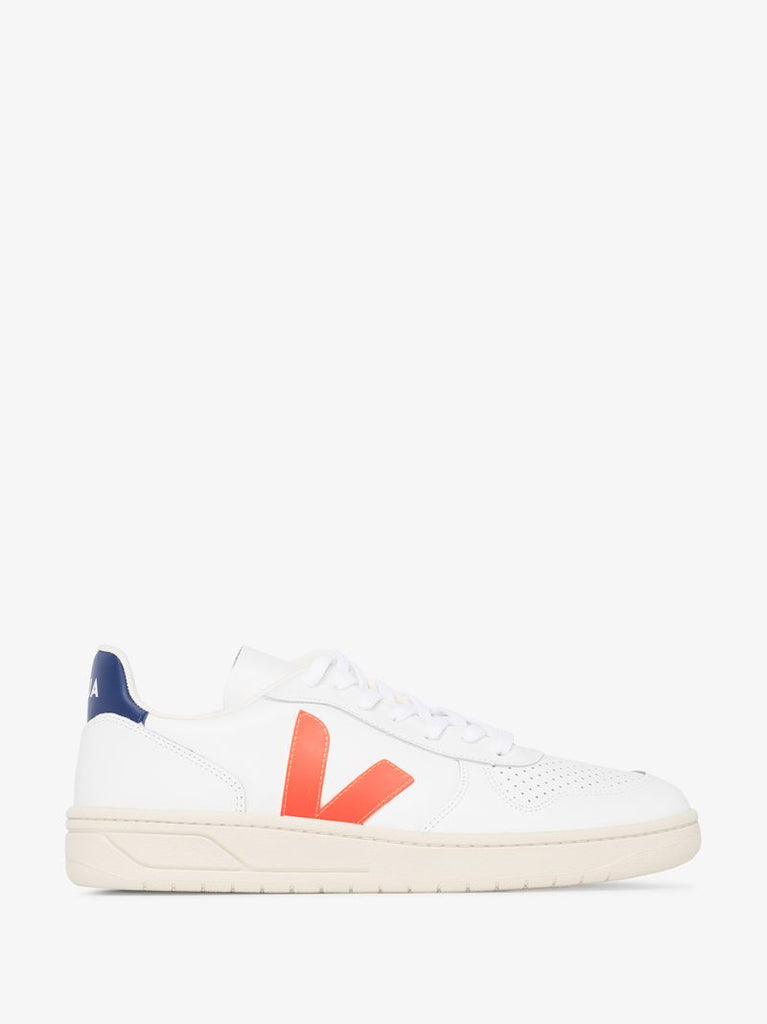 White V-10 Leather Sneakers