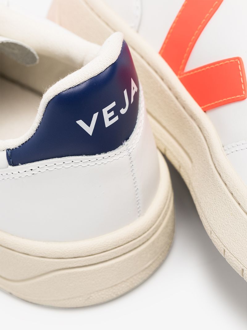 White V-10 Leather Sneakers