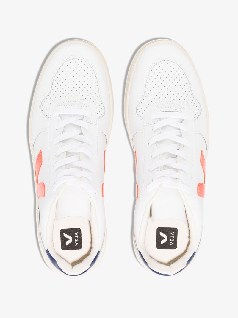 White V-10 Leather Sneakers