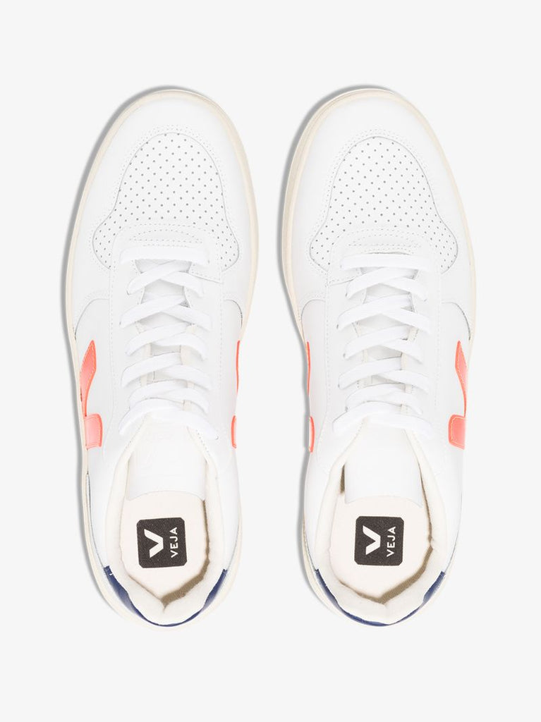White V-10 Leather Sneakers