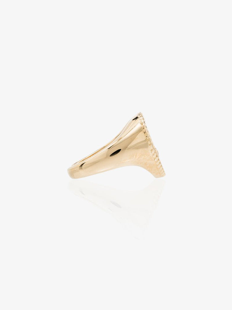 9k Yellow Gold Heart Diamond Signet Ring