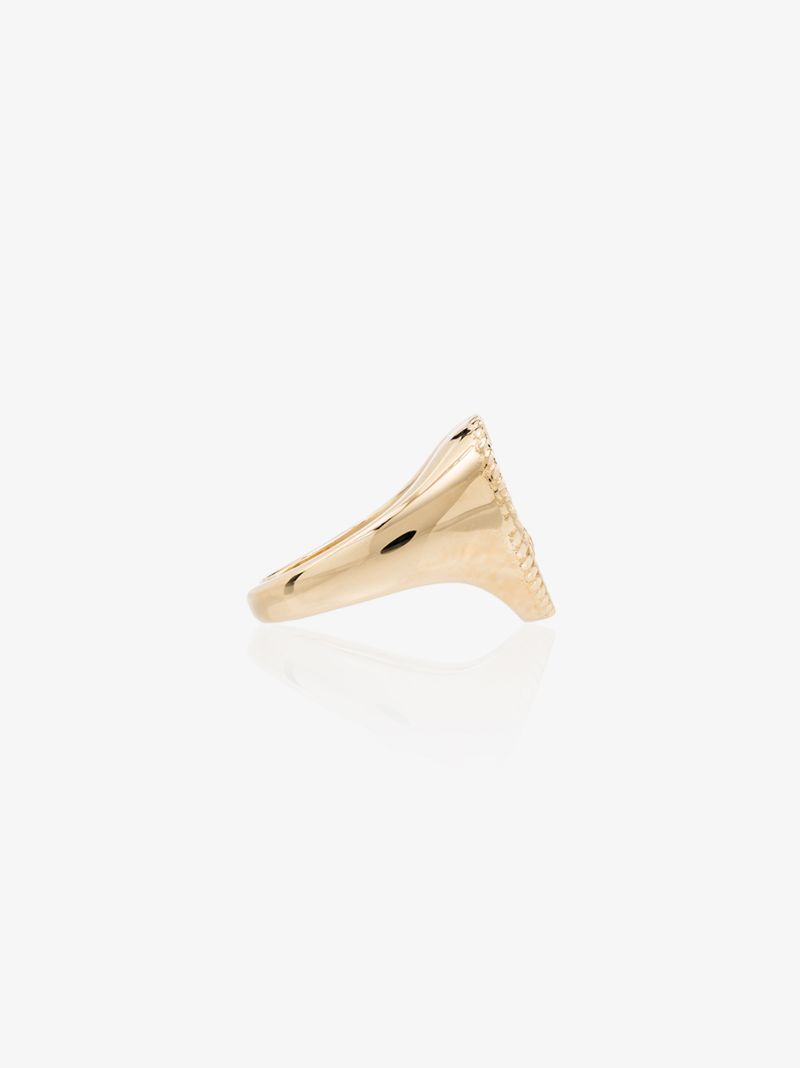 9k Yellow Gold Heart Diamond Signet Ring