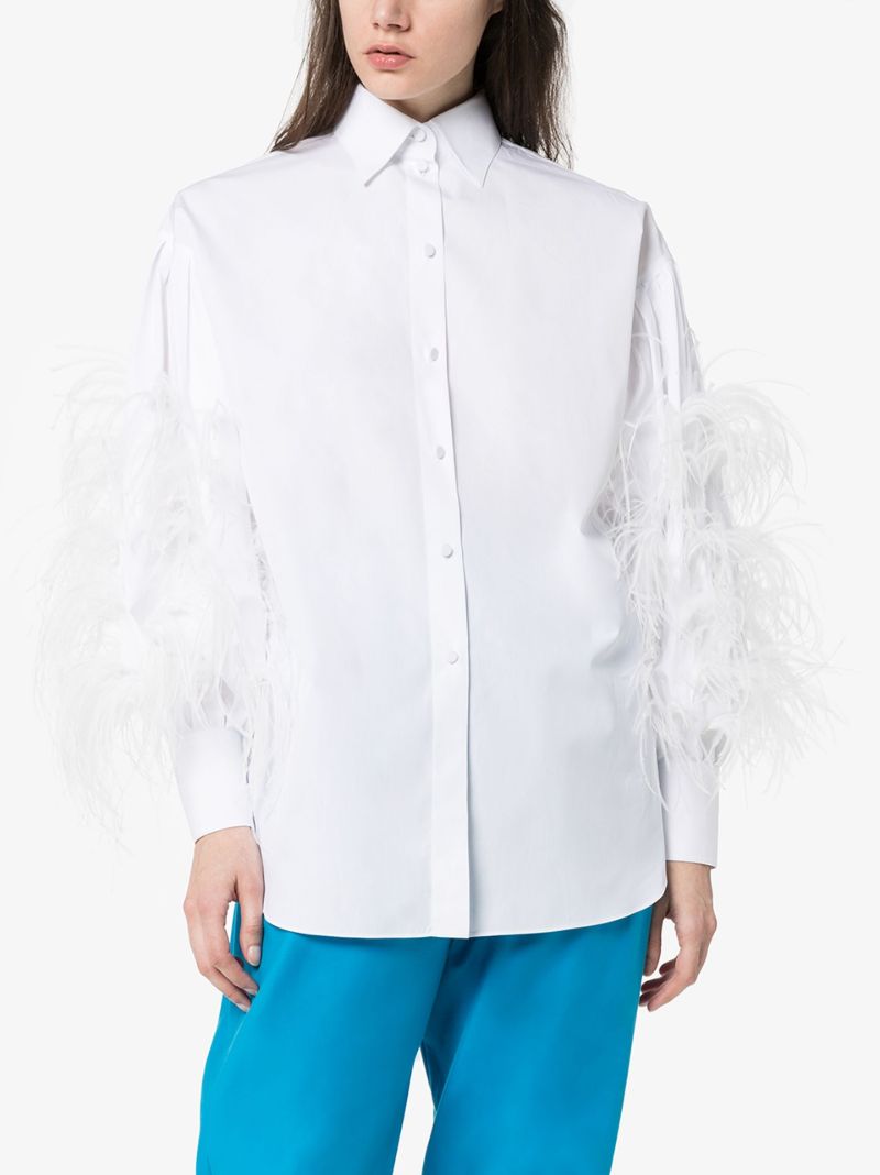 Feather Sleeve Cotton Shirt