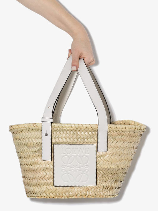 Neutral Raffia Basket Tote Bag