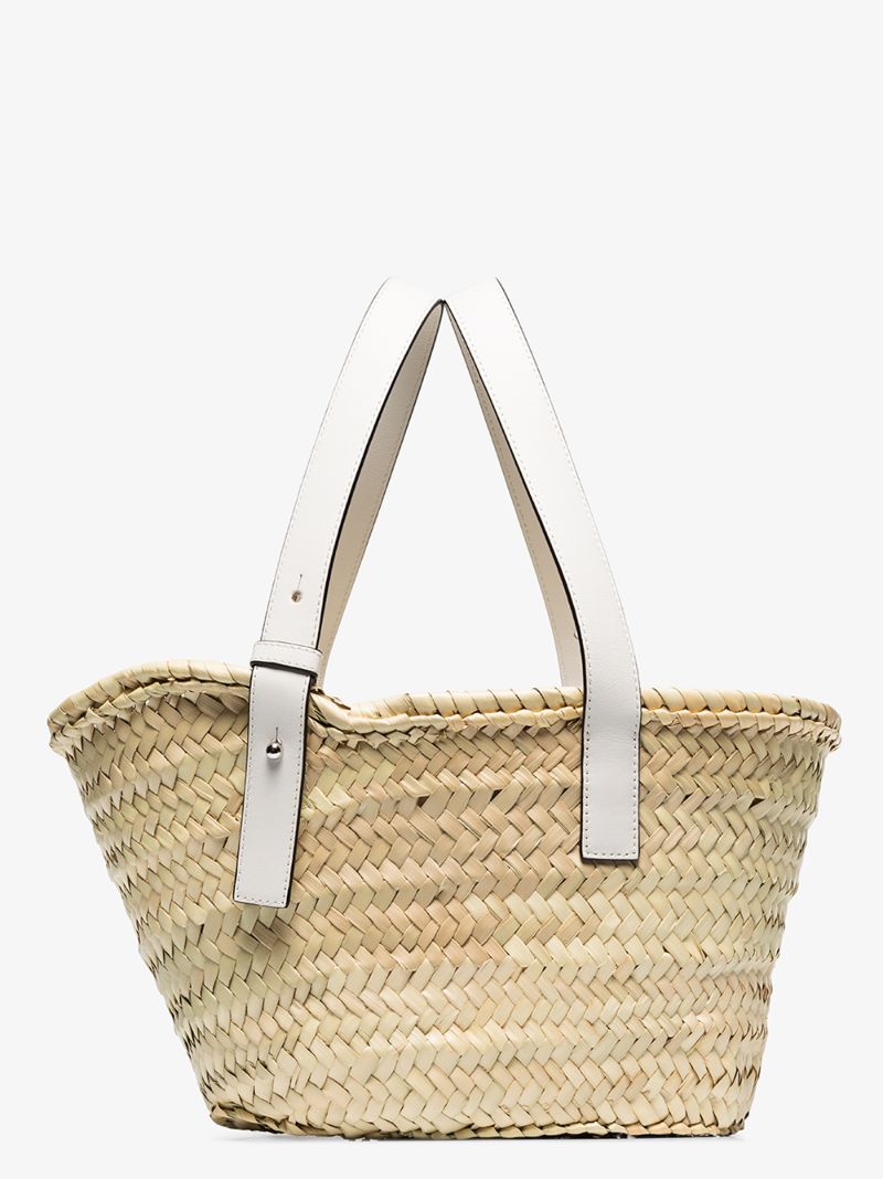 Neutral Raffia Basket Tote Bag