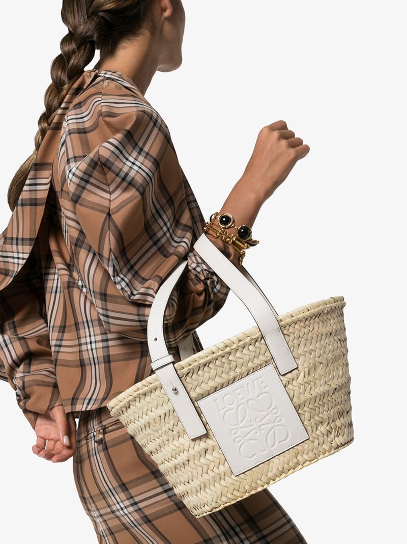 Neutral Raffia Basket Tote Bag