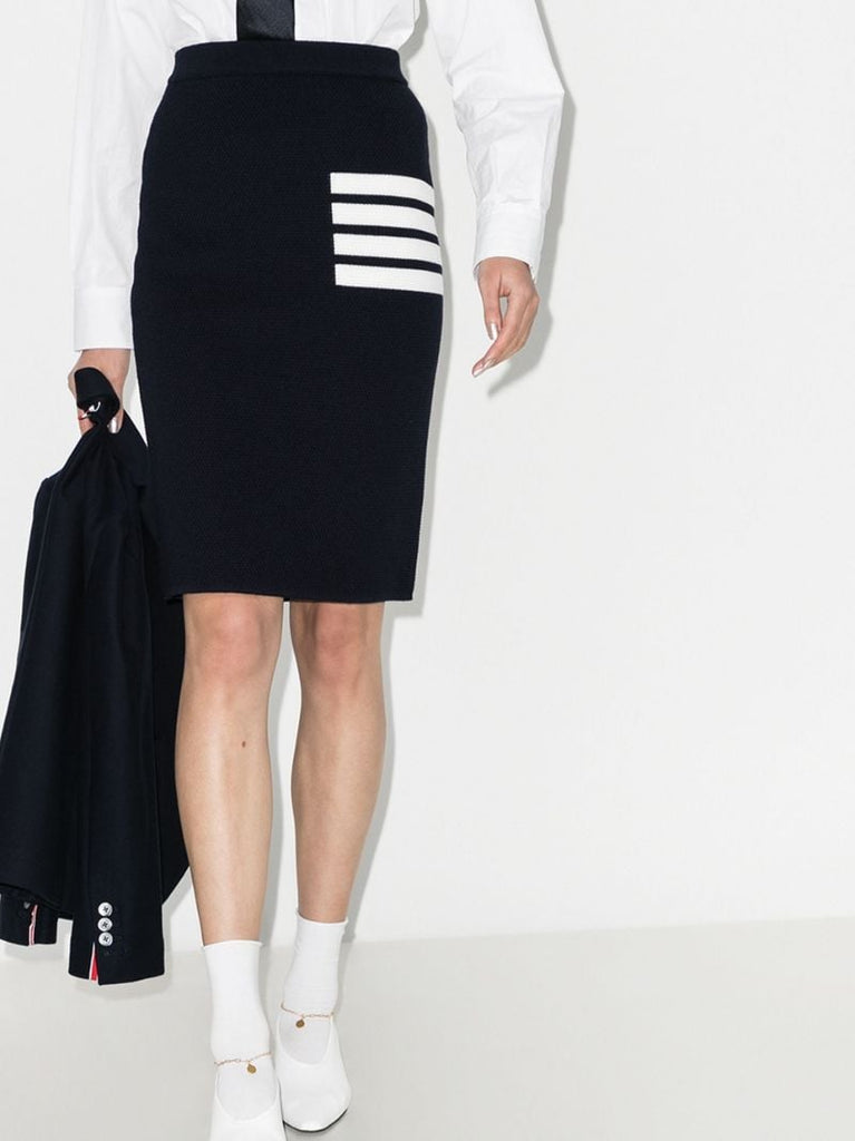 4-bar Stripe Wool Pencil Skirt