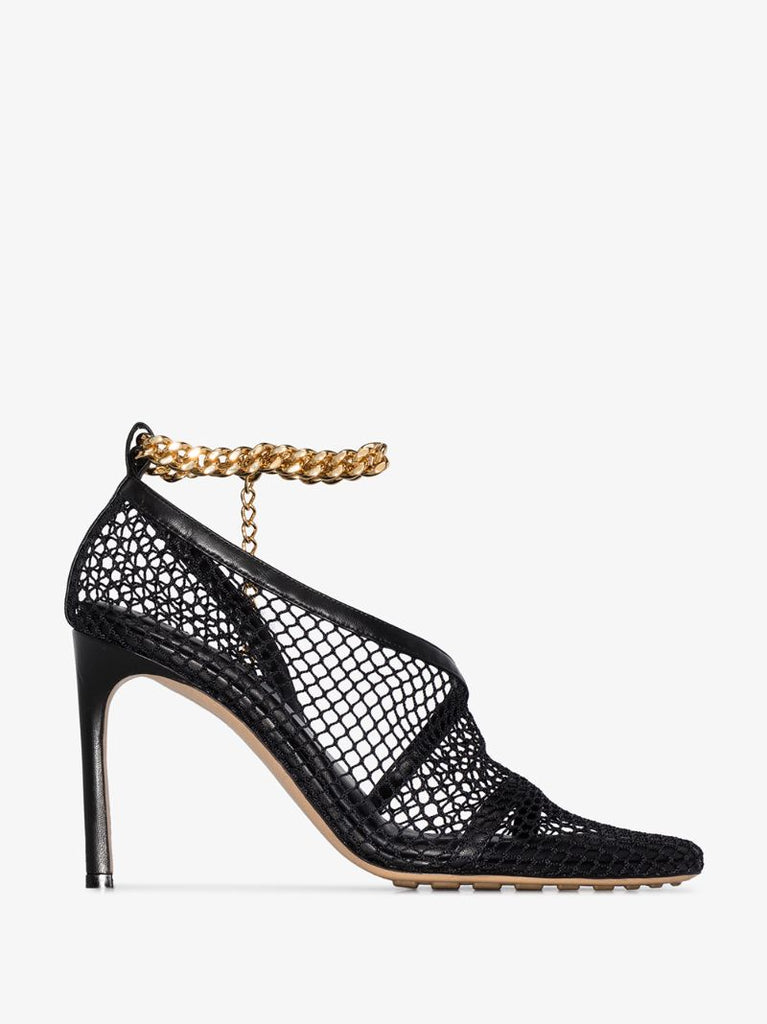 Black 90 Ankle Chain Sandals
