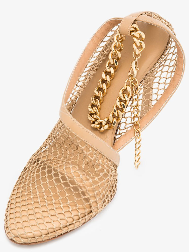 Beige 90 Ankle Chain Leather Sandals