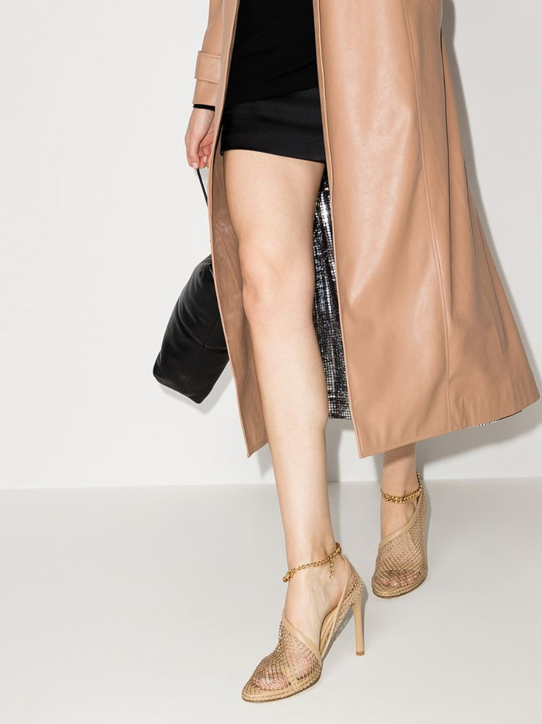 Beige 90 Ankle Chain Leather Sandals
