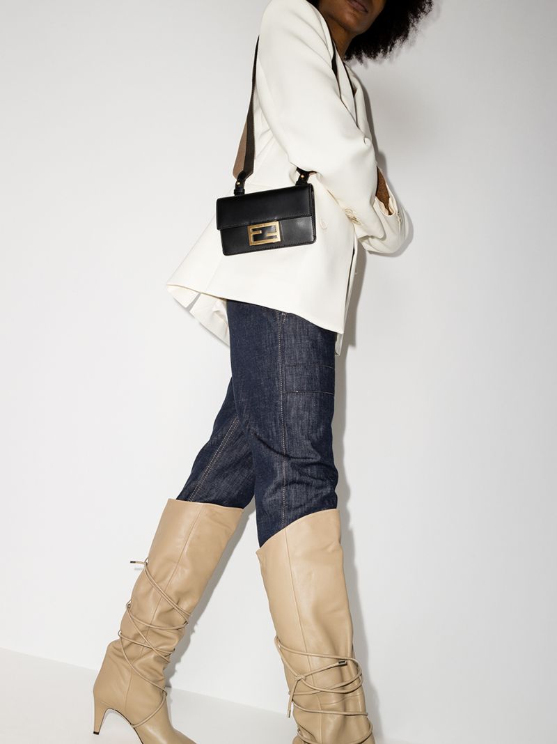 Black Baguette Leather Mini Bag