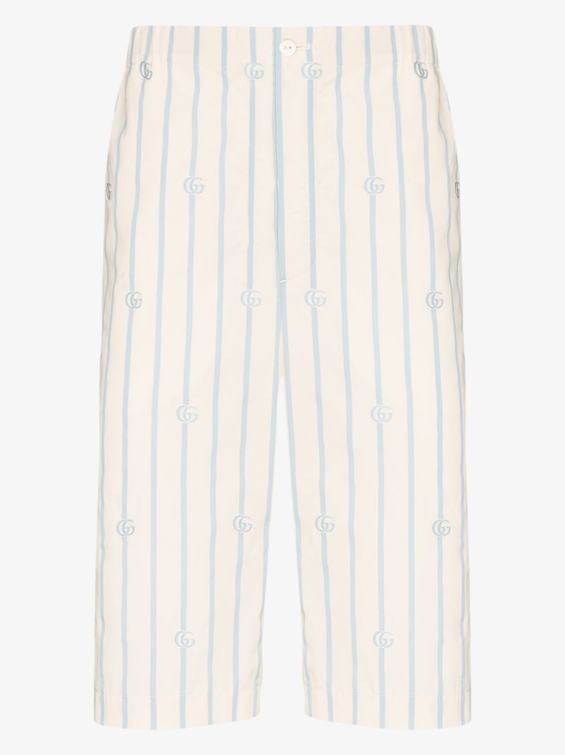 Gg Striped Cotton Shorts