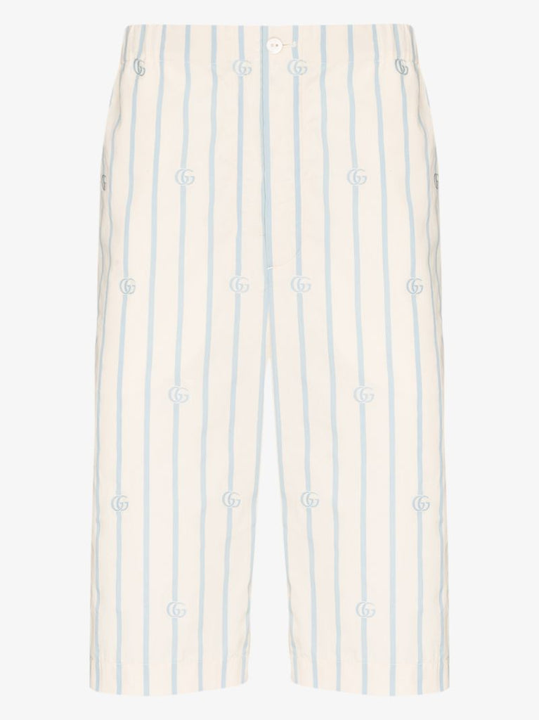 Gg Striped Cotton Shorts
