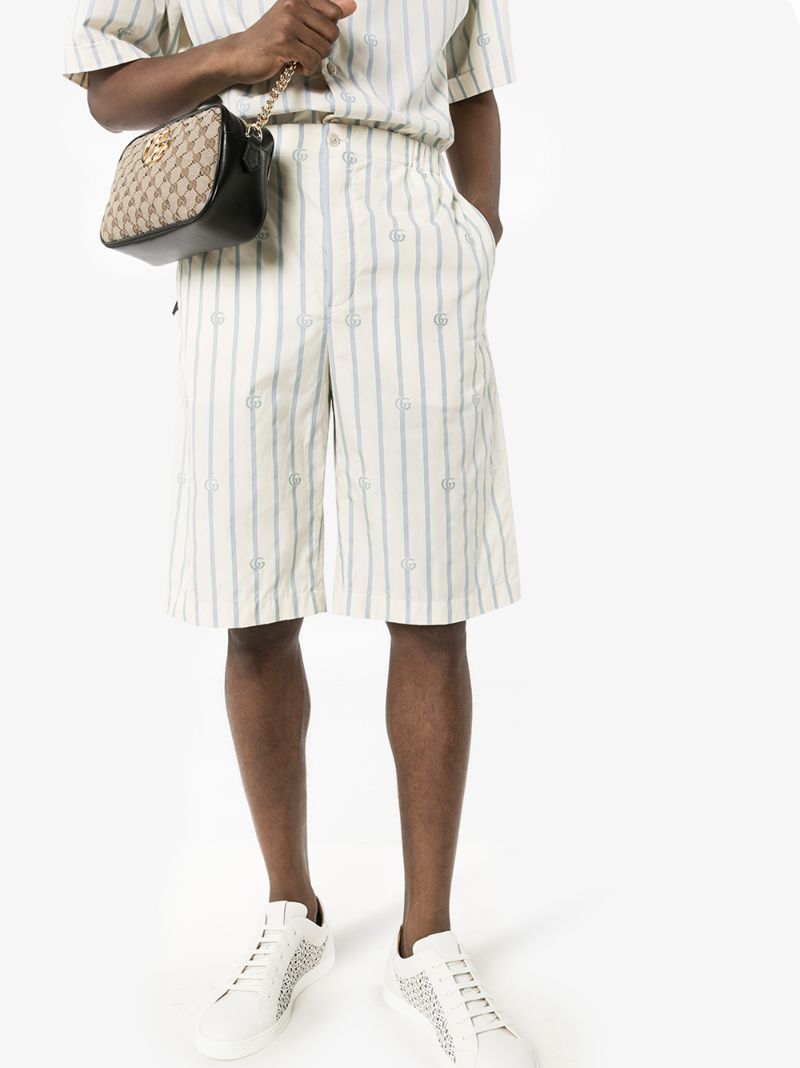 Gg Striped Cotton Shorts