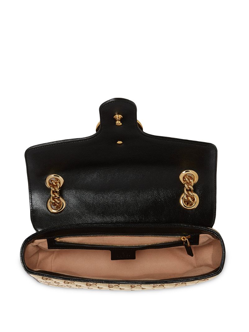 Neutral Gg Marmont Small Canvas Shoulder Bag