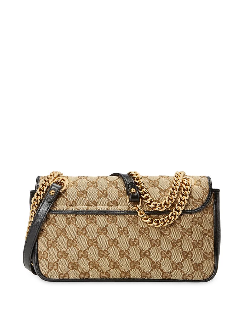 Neutral Gg Marmont Small Canvas Shoulder Bag