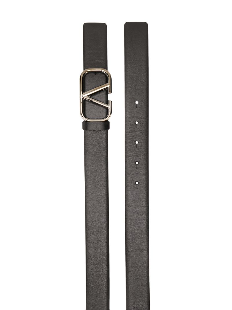 Black Vlogo Signature Leather Belt