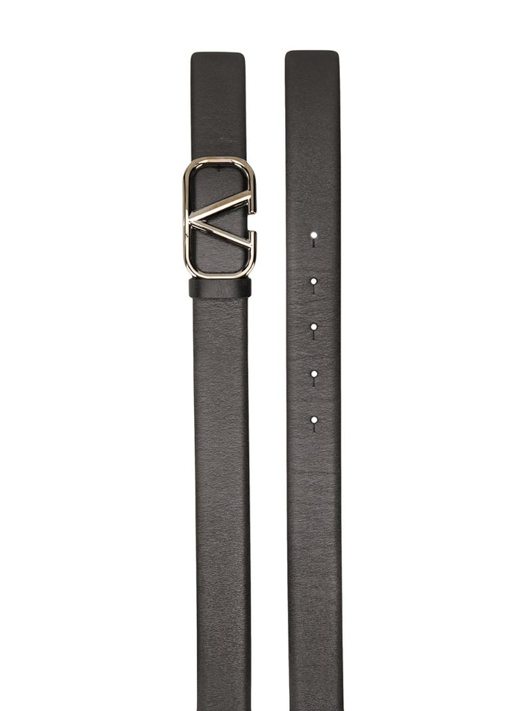 Black Vlogo Signature Leather Belt